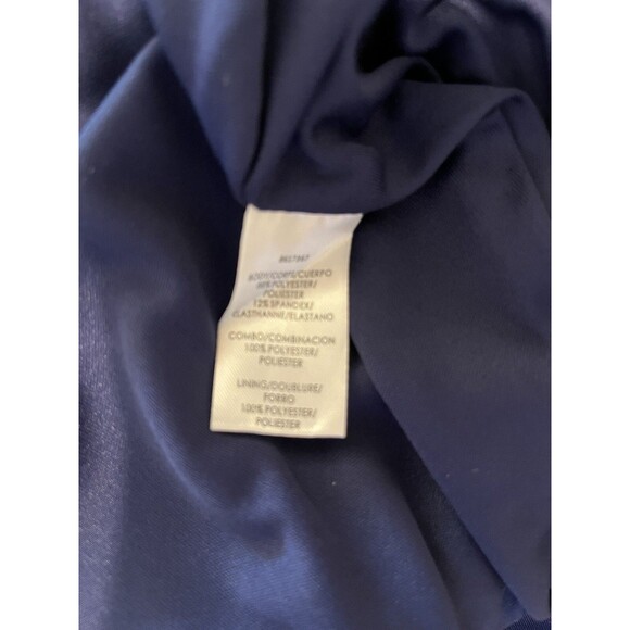 JS Collections women Lilah Bow One Shoulder Long Mermaid Gown size 6 Navy Crepe - Picture 12 of 13